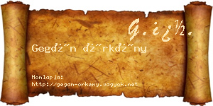 Gegán Örkény névjegykártya